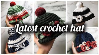 Latest Crochet hat for baby girl 😻 Cute crochet hat design ideas 😍 [upl. by Idola]