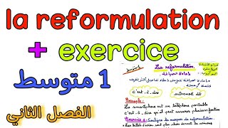 la reformulation 1AM درس إعادة الصياغة فرنسية أولى متوسط الفصل الثاني [upl. by Lah]