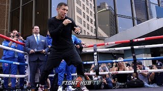 GENNADY GOLOVKINS FULL WORKOUT FOR SERGIY DEREVYANCHENKO  SHOWS OFF BOXING SKILLS ON THE MITTS [upl. by Katine]