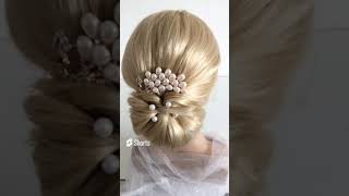 New Simple chignon Wedding hairstyles long hair bun hairstyles Juda hairstyles updo hairstyles [upl. by Cottle]