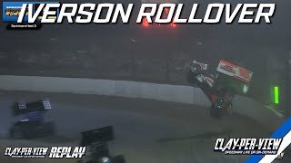 Sprintcars  Iverson Big Rollover  Gladstone  14th Oct 2023  ClayPerView [upl. by Edgell]