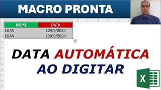 Data Automática no Excel ao Digitar  Mais de Uma Linha [upl. by Naelopan609]