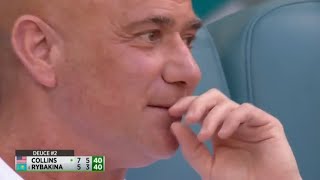 ELENA RYBAKINA ANDRE AGASSI MIAMI FINAL MARCH 30 2024 [upl. by Nnyled]