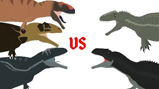 Tyrannotitan vs Mapusaurus vs Acrocanthosaurus vs Giganotosaurus vs CarcharodontosaurusANIMATION [upl. by Ratep790]