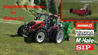 LS19 Silageballen pressen im steilen Walser Tal Virtuelle Bergbauern Hautnah [upl. by Nedarb871]