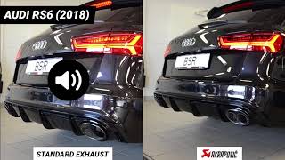 Audi RS6 standard exhaust system vs Akrapovic [upl. by Margarida]