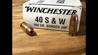 40 SampW Clear Ballistics Gel Test Winchester 180gr Bonded JHP Q4369 [upl. by Inoj69]