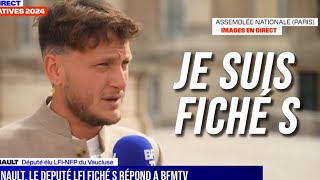 RAPHAËL ARNAULT LE DÉPUTÉ LFI FICHÉ S RÉPOND A BFMTV [upl. by Gwynne]