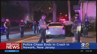 Police Chase Ends In Crash In Newark New Jersey [upl. by Llenrag]