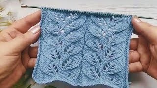 Very Easy Leaf knitting pattern for Sweater Jacket Scarf [upl. by Ulphia]