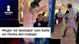 Mujer se destapó con baile en fiesta del trabajo [upl. by Eittak]