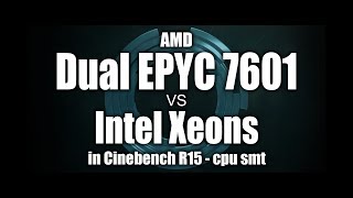 AMD EPYC 7601 vs Intel Xeons in Cinebench R15 [upl. by Luapnaej]