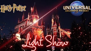 Nighttime Lights At Hogwarts Castle  Wizarding World Of Harry Potter  Universal Studios Orlando [upl. by Ahsekim231]