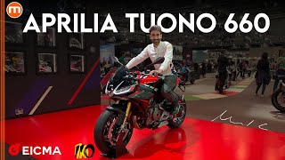 Aprilia Tuono 660 Factory 2025 da EICMA 2024  Più potente e più ricca [upl. by Nuahsel]