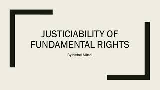 Basics of Indian Constitution Justiciability of fundamental Rights [upl. by Fugere]