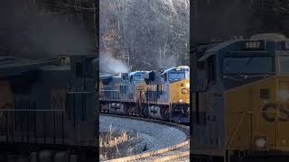 CSX I136 coming down the hill at Mance PA with CSX 1897 Monon heritage unit leading [upl. by Astrahan]