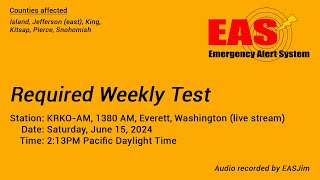 EAS 943 EAS Required Weekly Test June 15 2024 213PM PDT [upl. by Cirdec925]