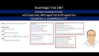 Excel Magic Trick 1467 COUNTIFS or SUMPRODUCT for Complex Counting Formula 3 Examples [upl. by Sivek]