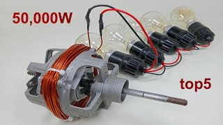 Free Energy 240V Generator Top5 Copper Coil Light Bulb Electric Condenser 50KV Transformer Idea [upl. by Glick824]