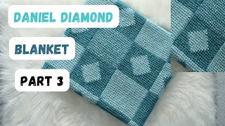 Join as you go Tunisian crochet blanket Daniel Diamond Blanket pattern part 3 [upl. by Joann]