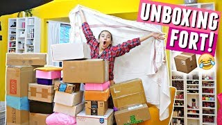 I made a fort out of all my packages and then did an unboxing haul [upl. by Westberg]