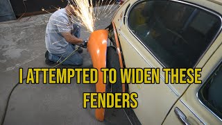 Widening VW Bug fenders  how I cut and widened these rear fenders pt1 [upl. by Obeded57]