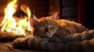 Cozy Purring Cat ASMR  Peaceful Evening Fireplace and Gentle Purr [upl. by Zippora]