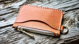 Simple Leather Zip Wallet DIY Tutorial [upl. by Kirre]