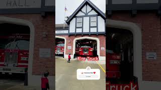 2 yr old at Oak Bay Victoria Fire Department Red Fire Trucks Red Fire Engine Lights fire fun [upl. by Nbi]