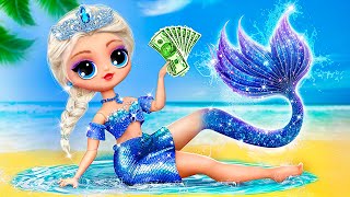 Rich Elsa Became a Mermaid 30 Frozen DIYs for LOL OMG [upl. by Aillimac]