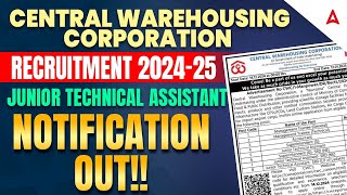 CWC Recruitment 2024  Notification Out  Central Warehousing Corporation Recruitment 2024 [upl. by Alby534]