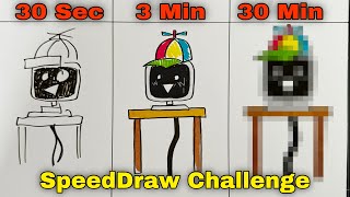 Drawing INCREDIBOX SPRUNKI  MR FUN COMPUTER  in 30 Sec 3 Min and 30 Min [upl. by Shem]