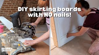 How to DIY fit skirting boards for beginners  Sharns House [upl. by Kreda]