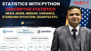 Python Descriptive Statistics Mean Mode Median Variance SD Quantile  Analyze Data with Python [upl. by Buiron]