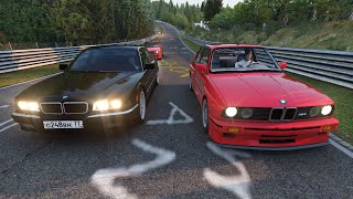 BMW 750i E38 vs BMW M3 E34  Nordschleife Assetto Corsa [upl. by Irisa]