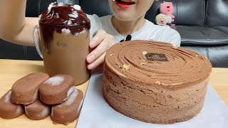 ASMR 고디바 초코 케이크 🎂🎂🎂 휘핑크림 가득 초코시럽가득 초코우유 업그레이드🍫🍫 [upl. by Eelam]