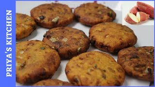 சக்கரவள்ளி கிழங்கு வடை செய்வது எப்படி  How To Make Sweet Potato Vada with Eng Subtitles [upl. by Notwal]