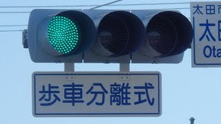 【信号機】群馬県太田市大原町 筒型フードの京三VAC型LEDショート編 [upl. by Oiznun313]