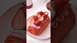 Strawberry Crepe 🍓 Cake RECIPE trending crepe strawberry cake [upl. by Assiar207]