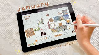 January Journal ASMR  iPad Plan With Me  Goodnotes 5 Digital Planner 🧸☁️ [upl. by Verine]