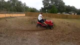 Troy bilt pony rips up a lawn about 15 acre in a few minutes Tractor mowing [upl. by Trillbee]