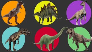 Jurassic world Stegosaurus vs TREX vs Allosaurus vs Parasaurolophus vs Carnotaurus vs Apatosaurus [upl. by Hnahym183]