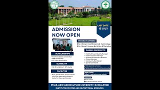 Admission 2024 IFNS PMASArid Agriculture University Rawalpindi [upl. by Martinson]