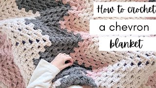 Easy Chunky Crochet Chevron Blanket  How to Crochet a Chevron Blanket Using Double Crochet [upl. by Sidwohl648]