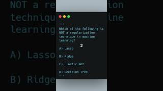 Which of the following is NOT a regularization technique in machine learning 2024 shorts [upl. by Utir500]