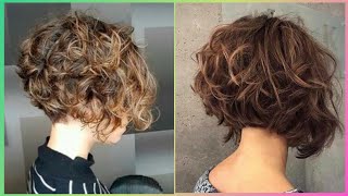 STUNNING CURLY STACKED BOB HAIRCUT IDEAS  CORTE DE PELO BOB APILADO RIZADO [upl. by Suolekcin668]