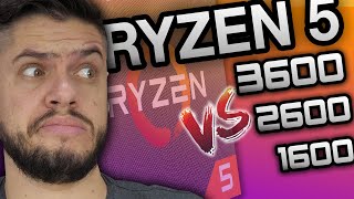 RYZEN 5 3600 vs R5 2600 vs R5 1600 AF vs R5 1600 QUAL ESCOLHER MELHOR CUSTO X BENEFÍCIO em GAMES [upl. by Kin217]