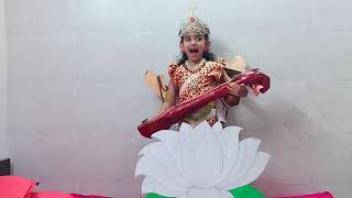 Goddess Saraswati Maa Saraswati fancy dress and Saraswati Mantra RBk School Mira road kid for child [upl. by Akeber]