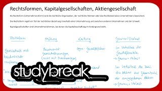 Rechtsformen Kapitalgesellschaften Aktiengesellschaft  Betriebswirtschaftslehre [upl. by Jovitah526]