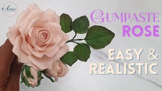 EASY Realistic Gumpaste Rose  BEGINNER FRIENDLY  Sugar Flowers [upl. by Bevash]